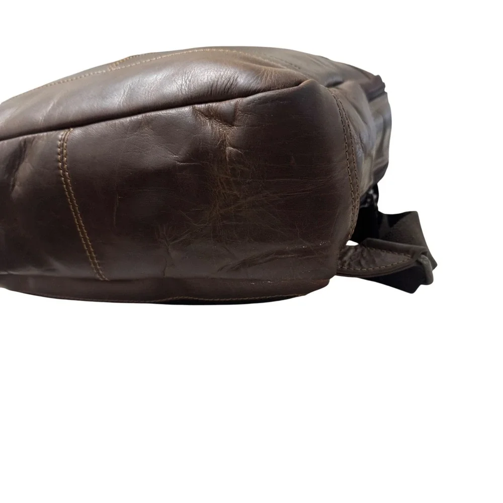 Jack Georges Voyager Compact Convertible Backpack Crossbody Brown Leather #7534